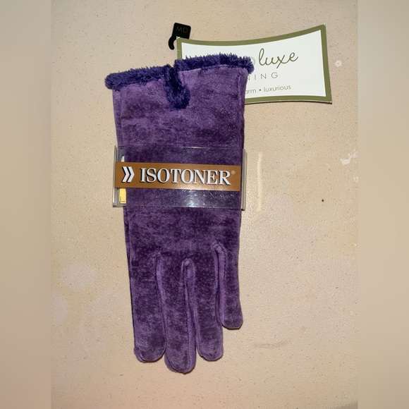 NWT Vintage Isotoner Purple Suede Leather Gloves - Picture 1 of 4